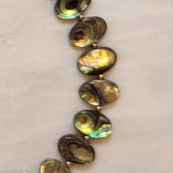 Abalone Sterling 925 Necklace 17.5" 4" Pendant 2" Earrings Set - Picture 6 of 7